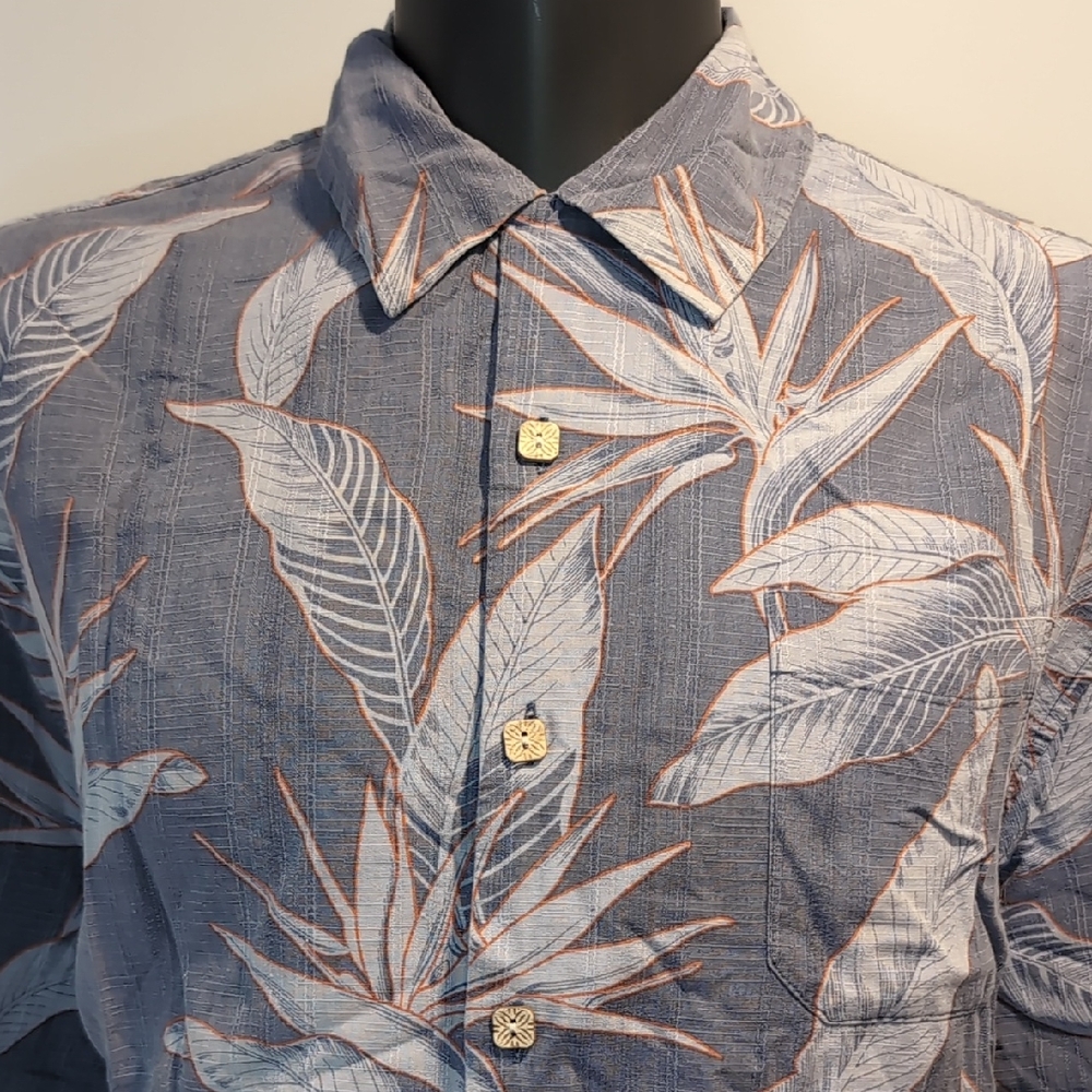 Jamaica Jaxx Tropical Print Hawaiian Blue Short-Sleeve Shirt